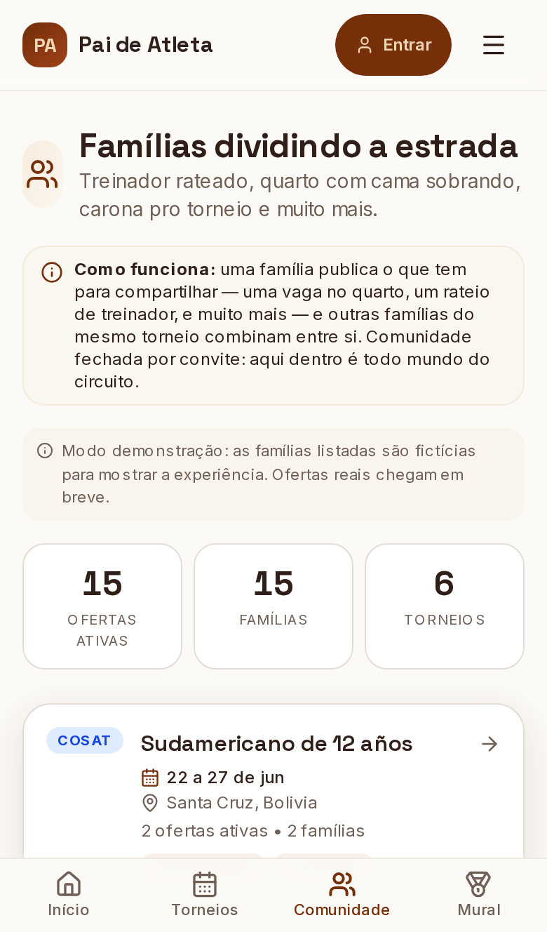 Vitrine da comunidade organizada por torneio