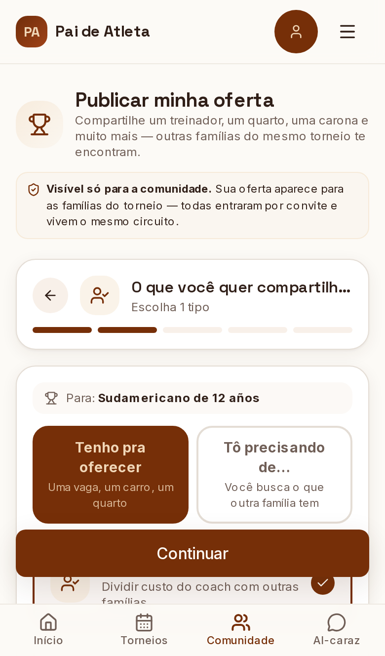 Publicar oferta ou pedido na comunidade
